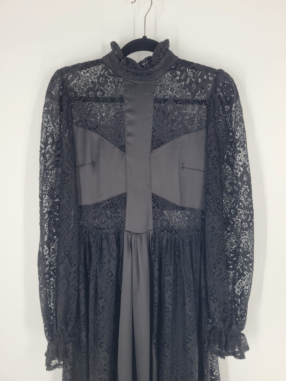 Blackmilk All Black Lace High Neck Cross Inlay Dress Size 10 M - Picture 3 of 7